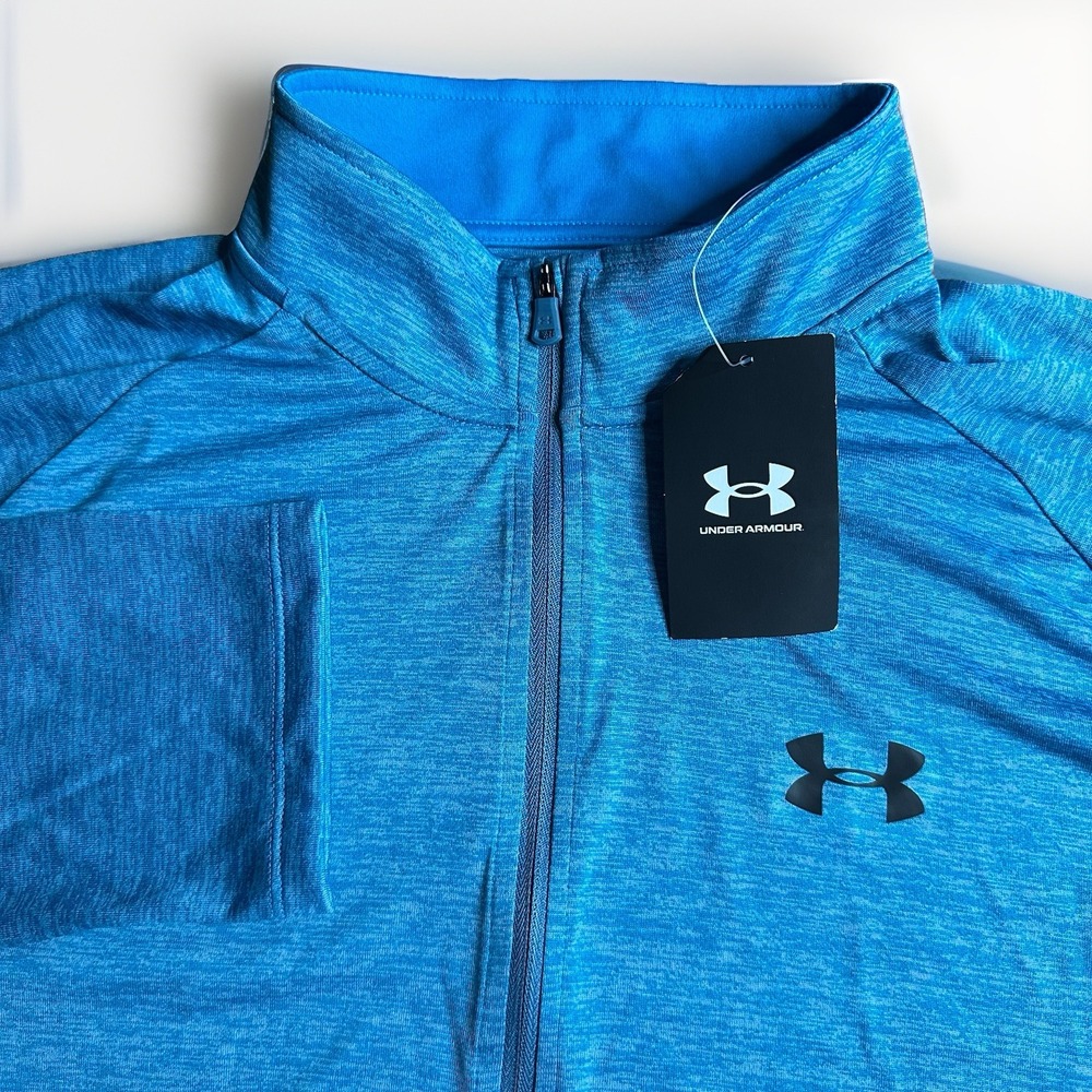 NEW Under Armour UA Tech 2.0 1/2 Zip Mens XL Radar Blue/Black Performance Golf